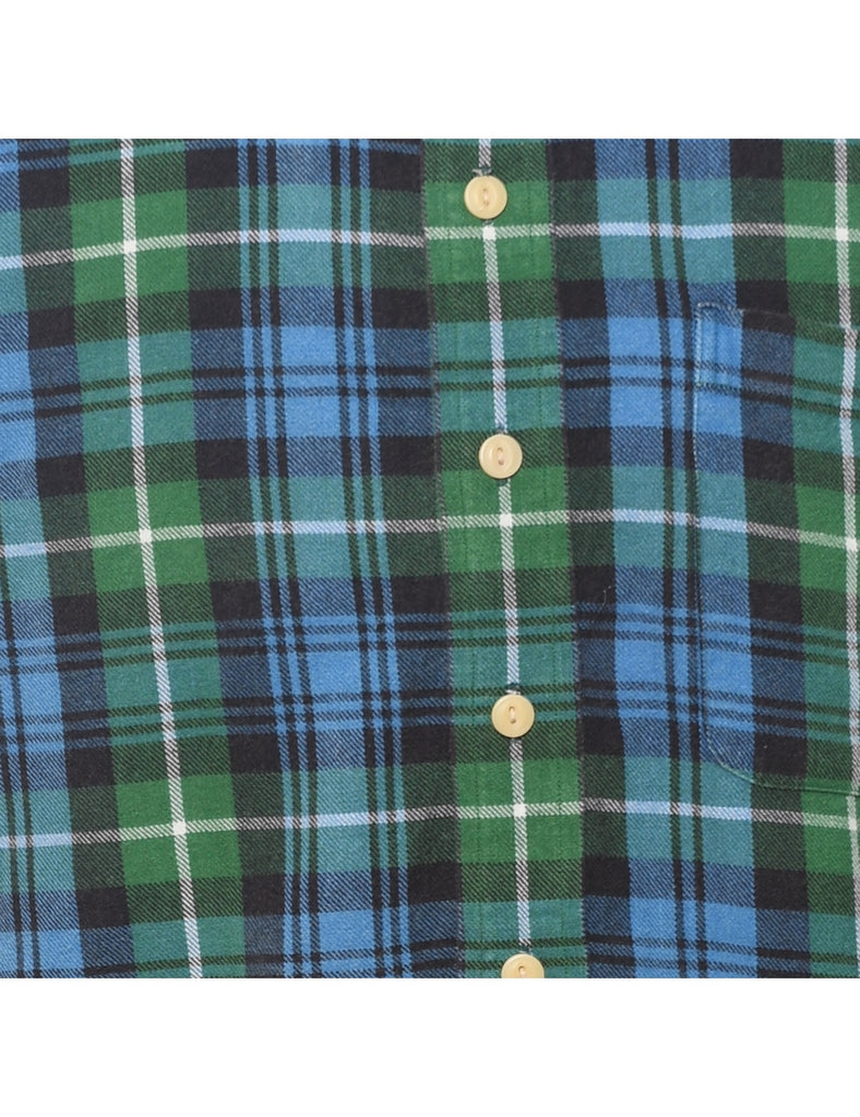 Green & Blue Plaid Shirt - M