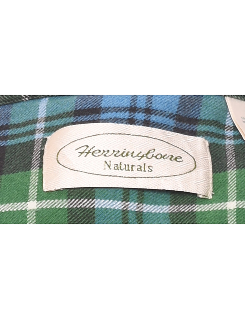 Green & Blue Plaid Shirt - M