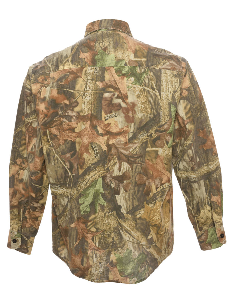 Green & Light Brown Printed Shirt - XL