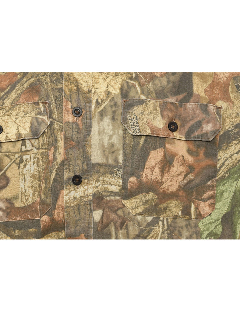 Green & Light Brown Printed Shirt - XL