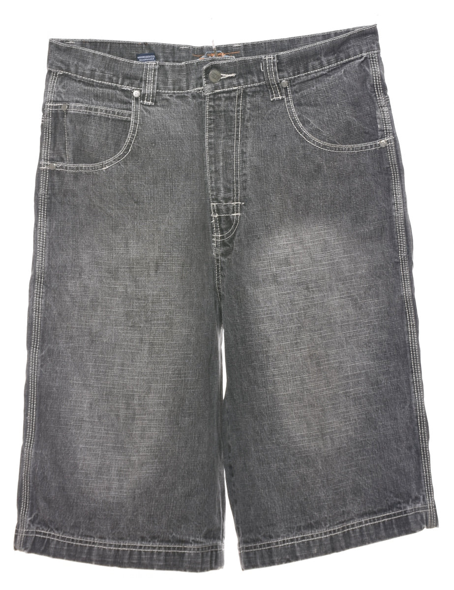 Men's Grey Denim Y2K Shorts Grey, L Beyond Retro - Main Image