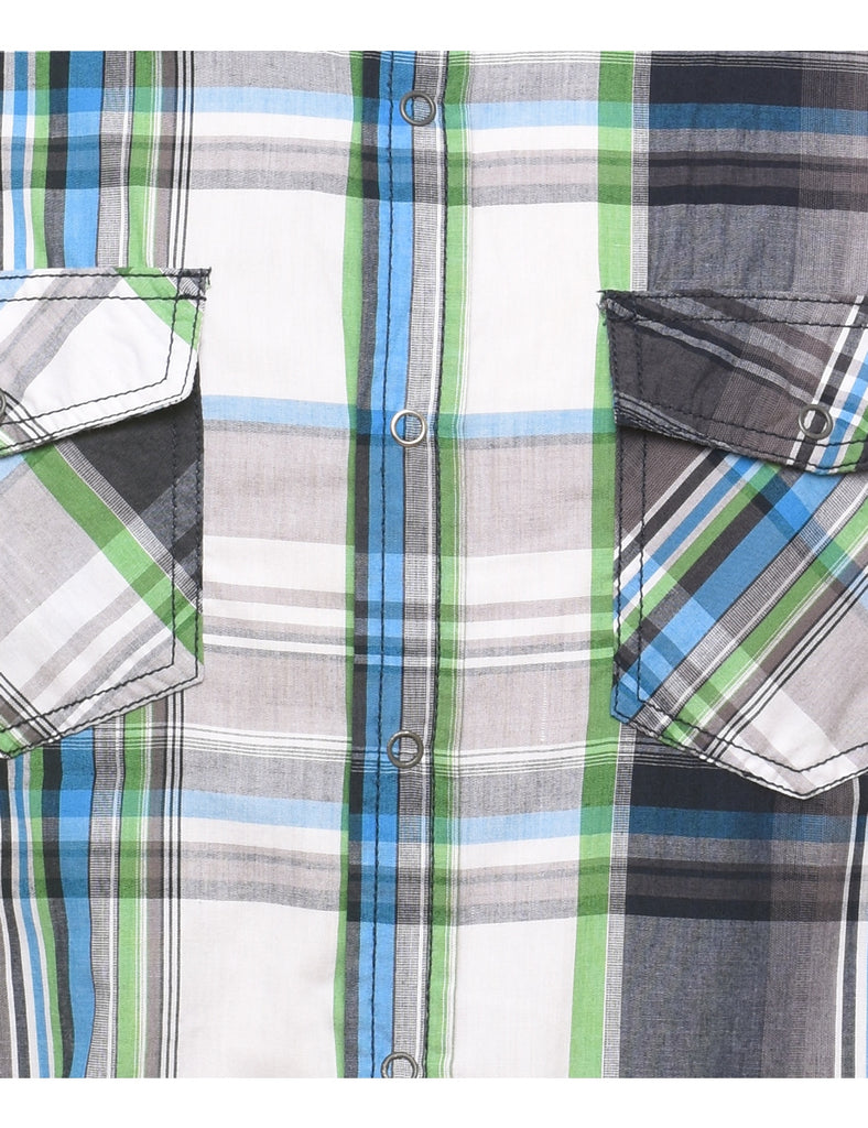 Grey & Green Classic Checked Shirt - M