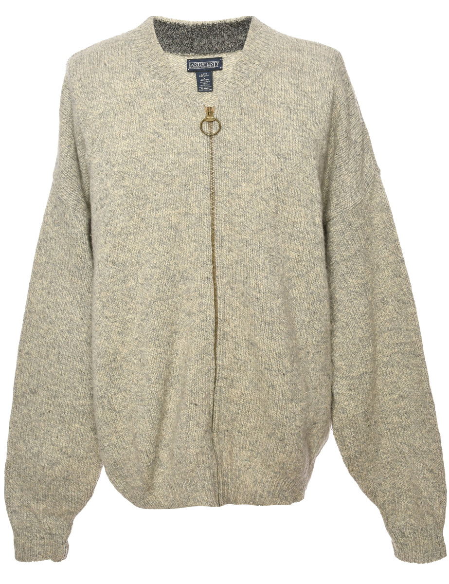 Men s Land s End Grey Land s End Cardigan Grey L Beyond Retro