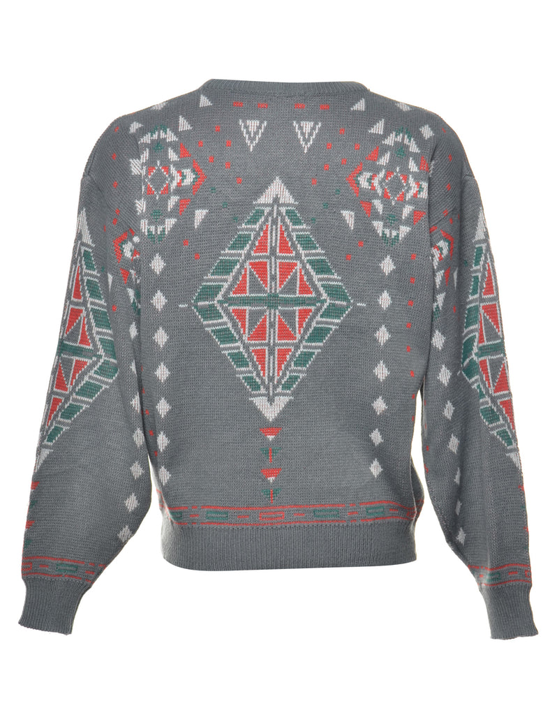 Grey Patterned Jumper - L