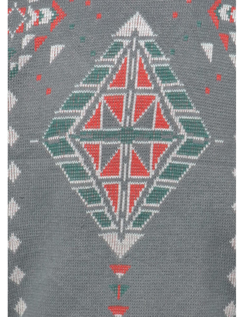 Grey Patterned Jumper - L