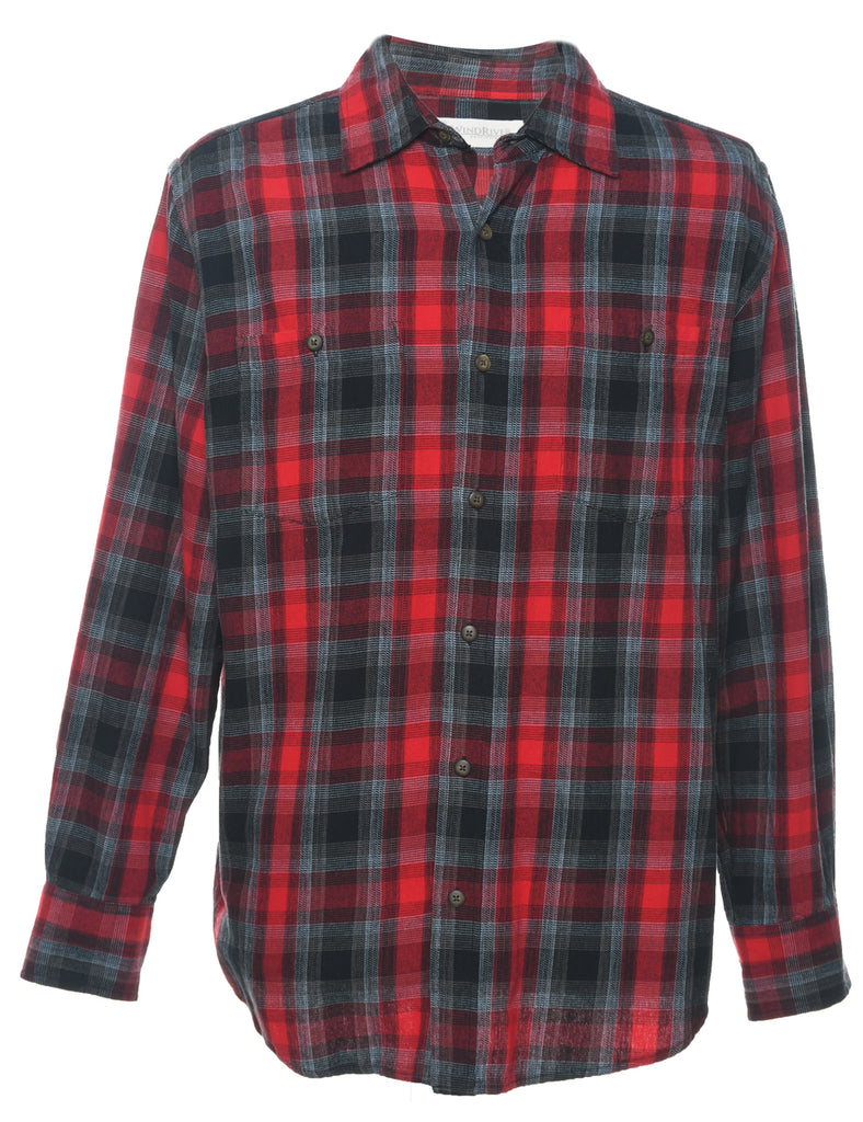 Grey & Red 1990s Flannel Shirt - L