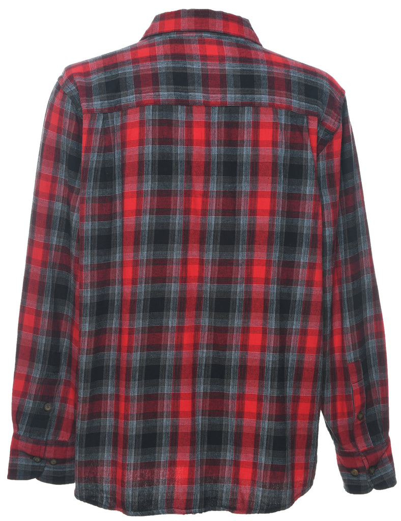 Grey & Red 1990s Flannel Shirt - L