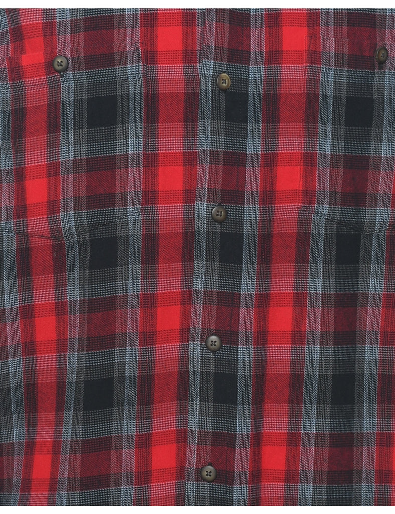 Grey & Red 1990s Flannel Shirt - L