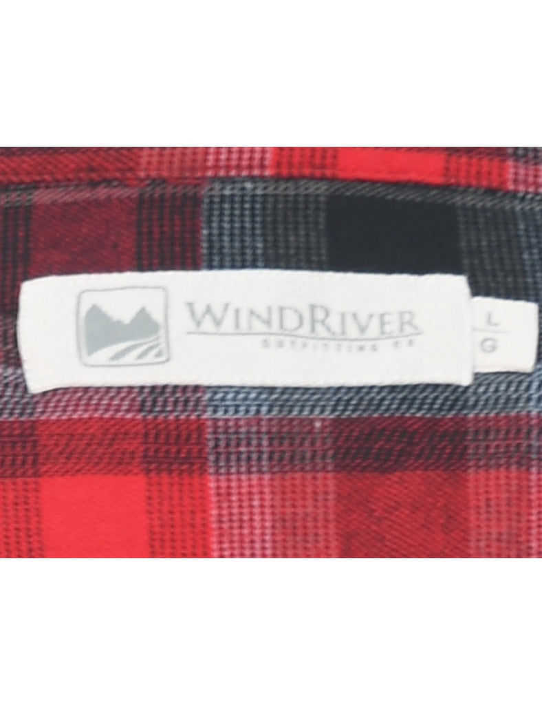 Grey & Red 1990s Flannel Shirt - L
