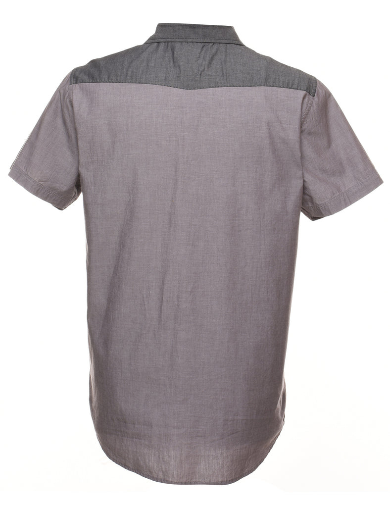 Grey Short Sleeve Western Shirt - M