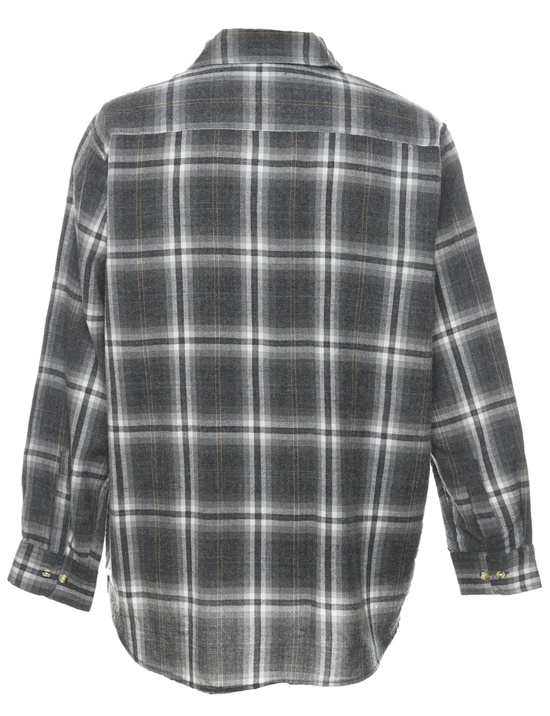 Grey & White Checked Plaid Shirt - XL