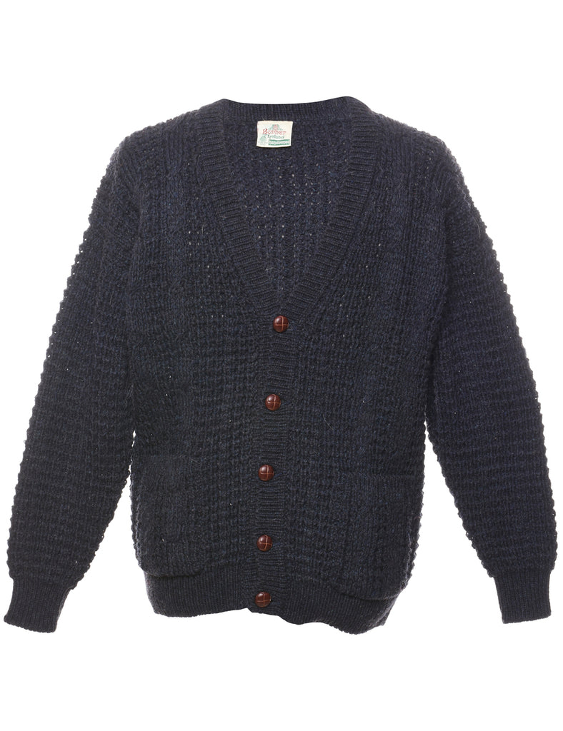 Handloomed Cable Knit Cardigan - L