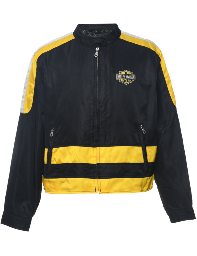 Harley Davidson Black & Yellow Y2K Nylon Jacket - XXL