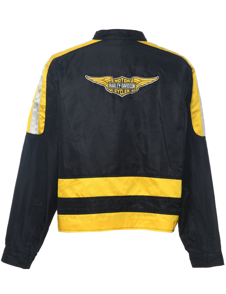 Harley Davidson Black & Yellow Y2K Nylon Jacket - XXL