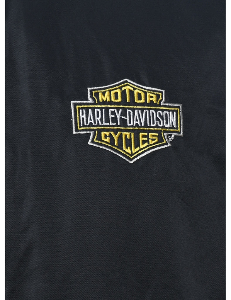 Harley Davidson Black & Yellow Y2K Nylon Jacket - XXL