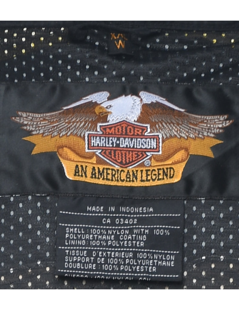Harley Davidson Black & Yellow Y2K Nylon Jacket - XXL