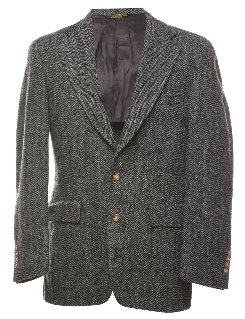 Herringbone Grey Harris Tweed Wool Blazer - M