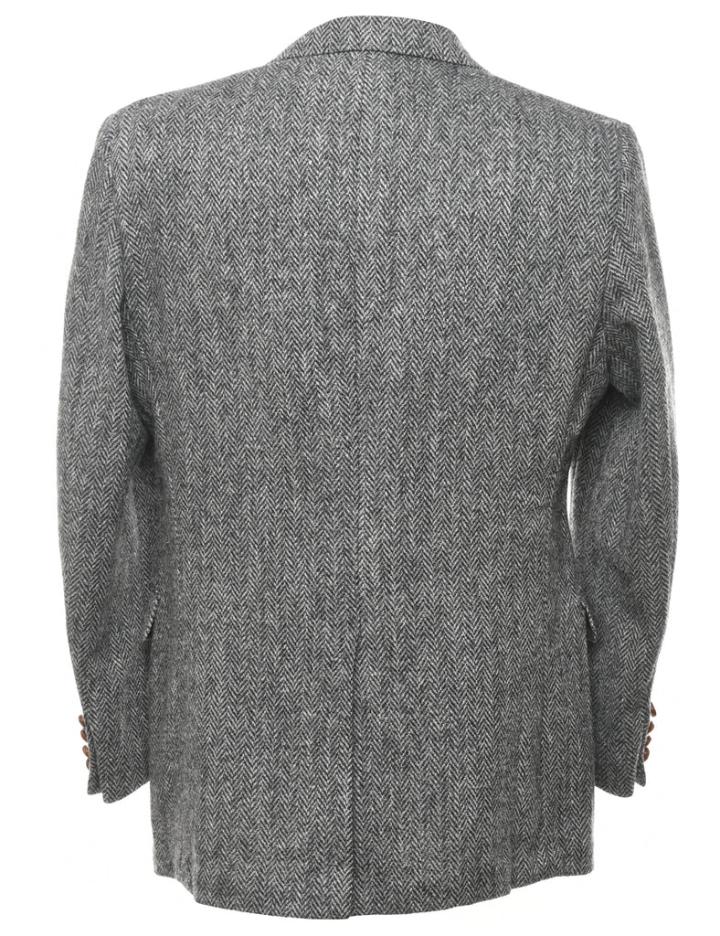 Herringbone Tweed 100% Wool Blazer - L