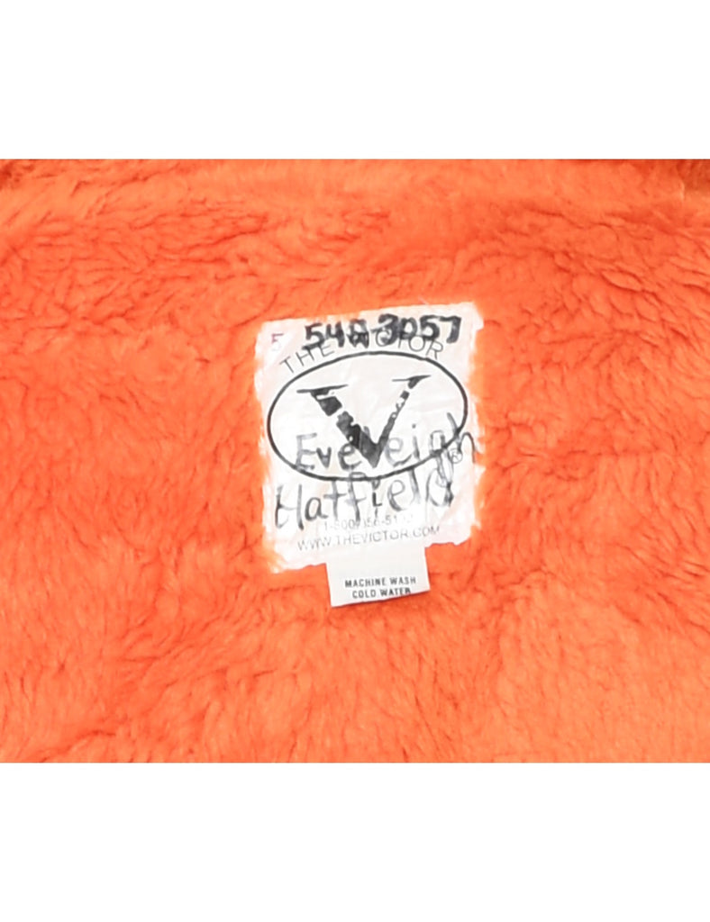 Hooded Black & Orange Nylon Coat - XL