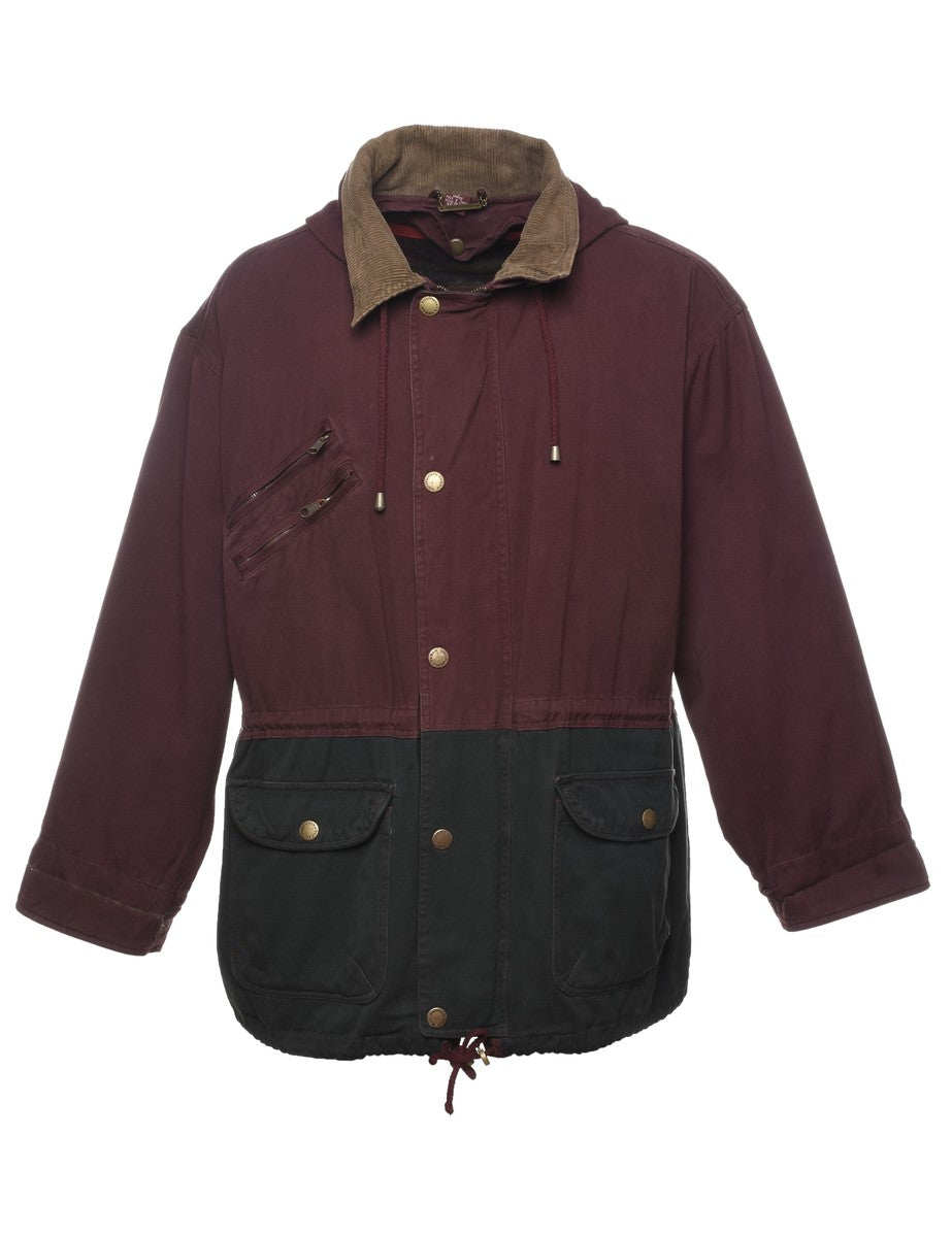 Hooded Two Tone Coat L