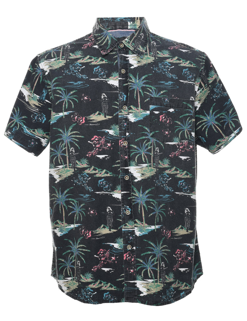 Hula Girl Print Lee Hawaiian Shirt - L