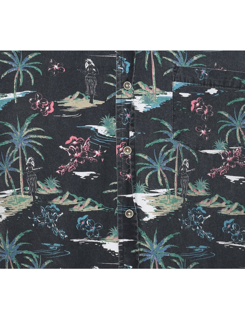 Hula Girl Print Lee Hawaiian Shirt - L