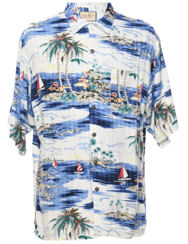 Island Print Multi-colour Hawaiian Shirt - L