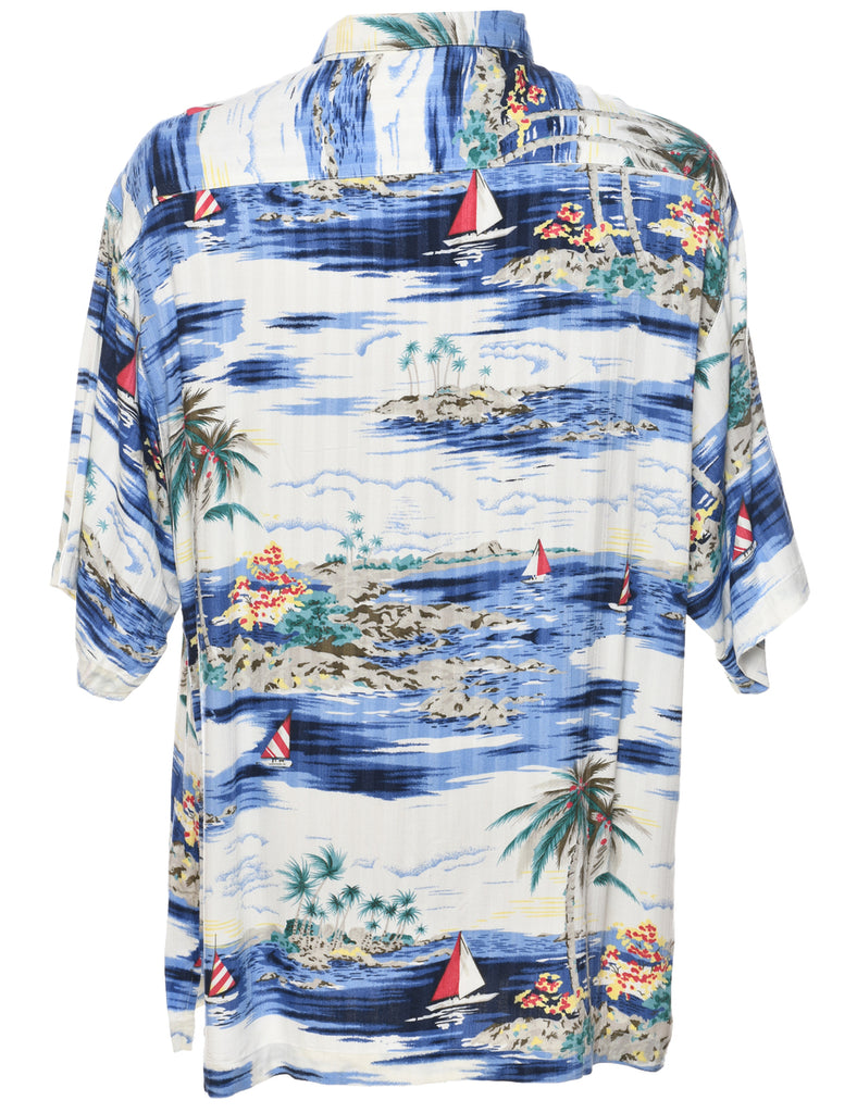 Island Print Multi-colour Hawaiian Shirt - L