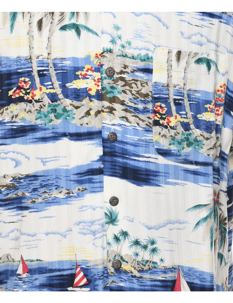 Island Print Multi-colour Hawaiian Shirt - L