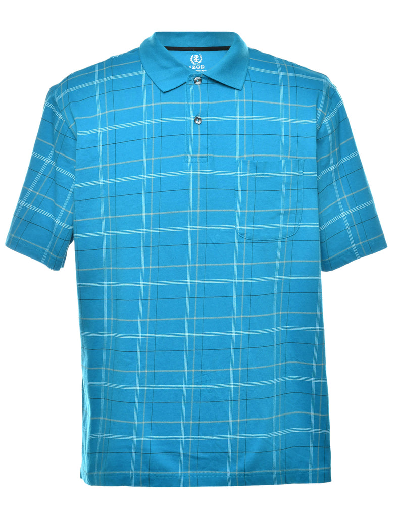 Izod Blue Checked Polo Shirt - L