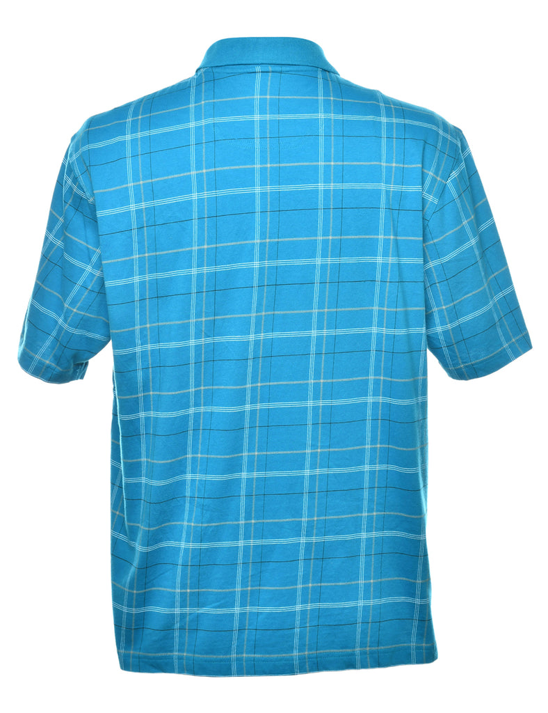 Izod Blue Checked Polo Shirt - L