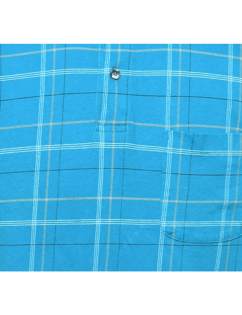 Izod Blue Checked Polo Shirt - L