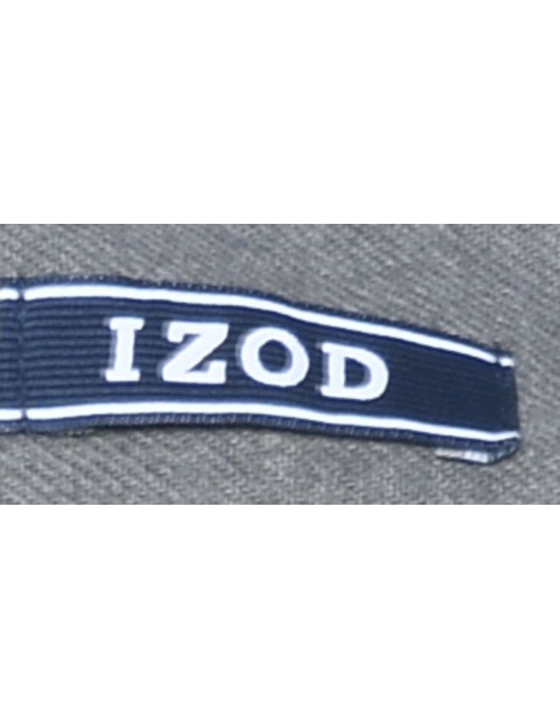 Izod Dark Grey & Red 1990s Flannel Shirt - S