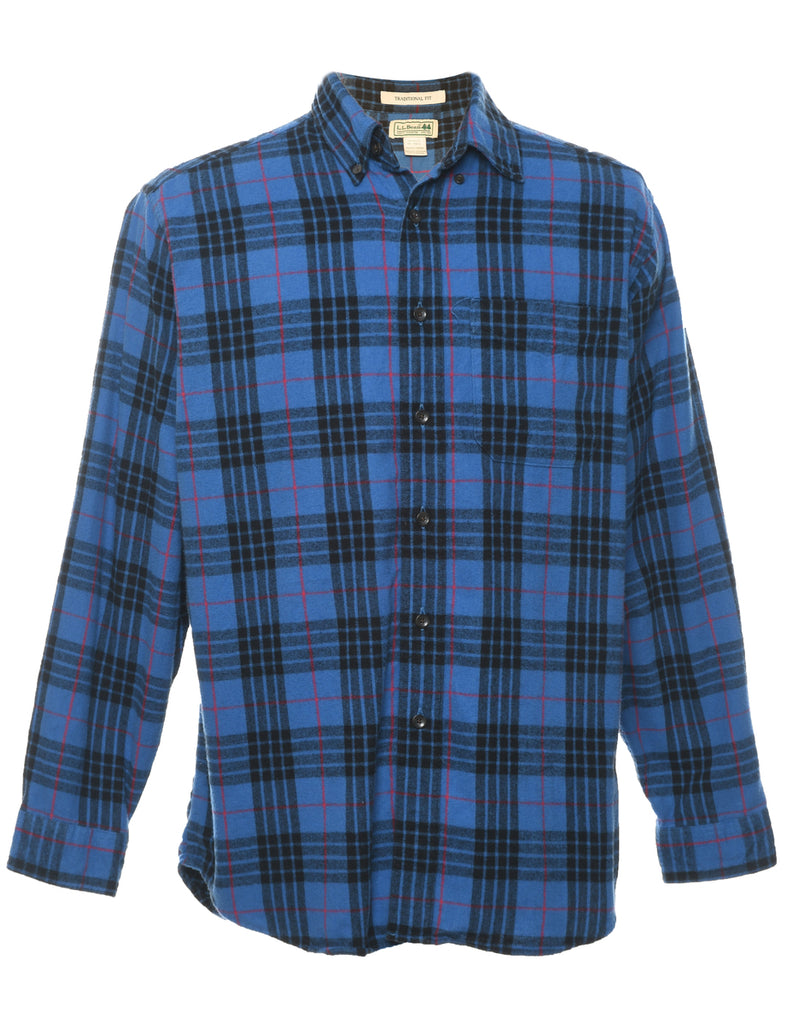 L.L. Bean Checked Blue & Red Flannel Shirt - M