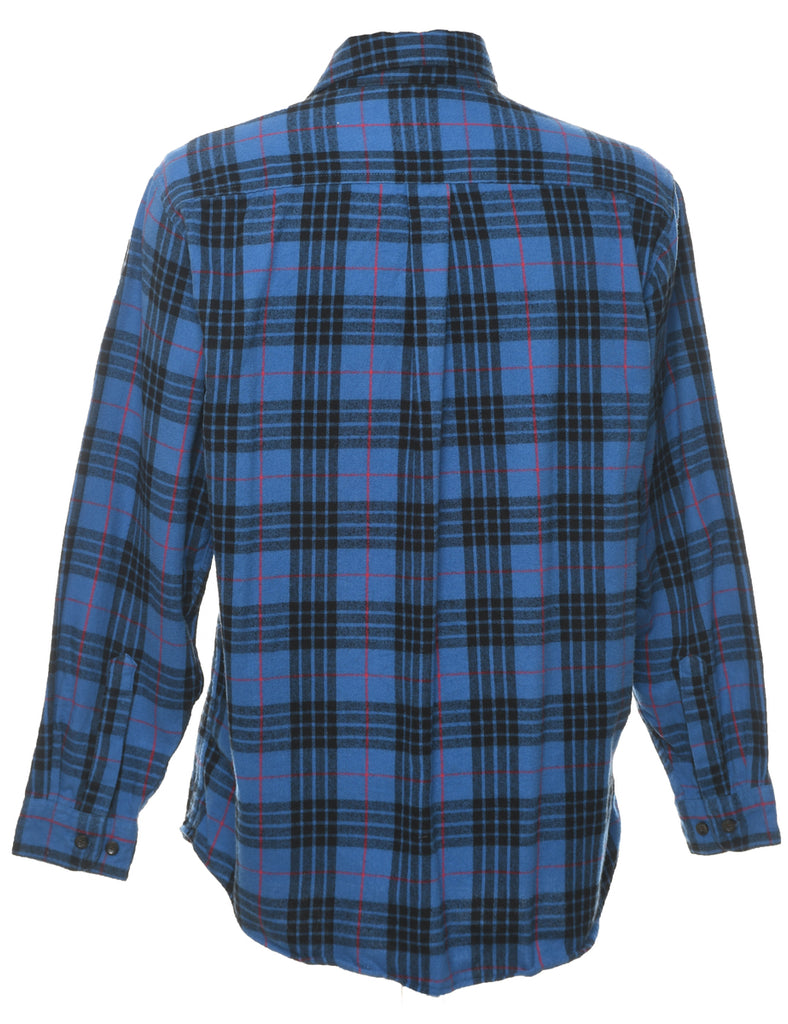 L.L. Bean Checked Blue & Red Flannel Shirt - M