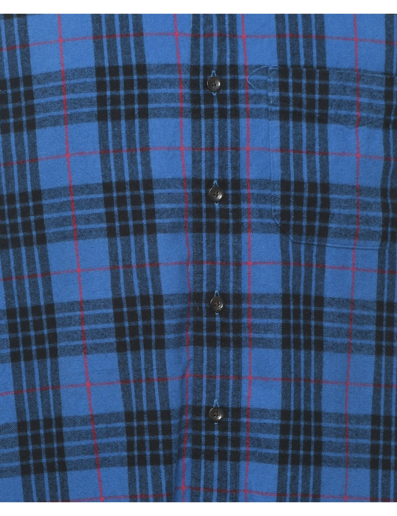 L.L. Bean Checked Blue & Red Flannel Shirt - M