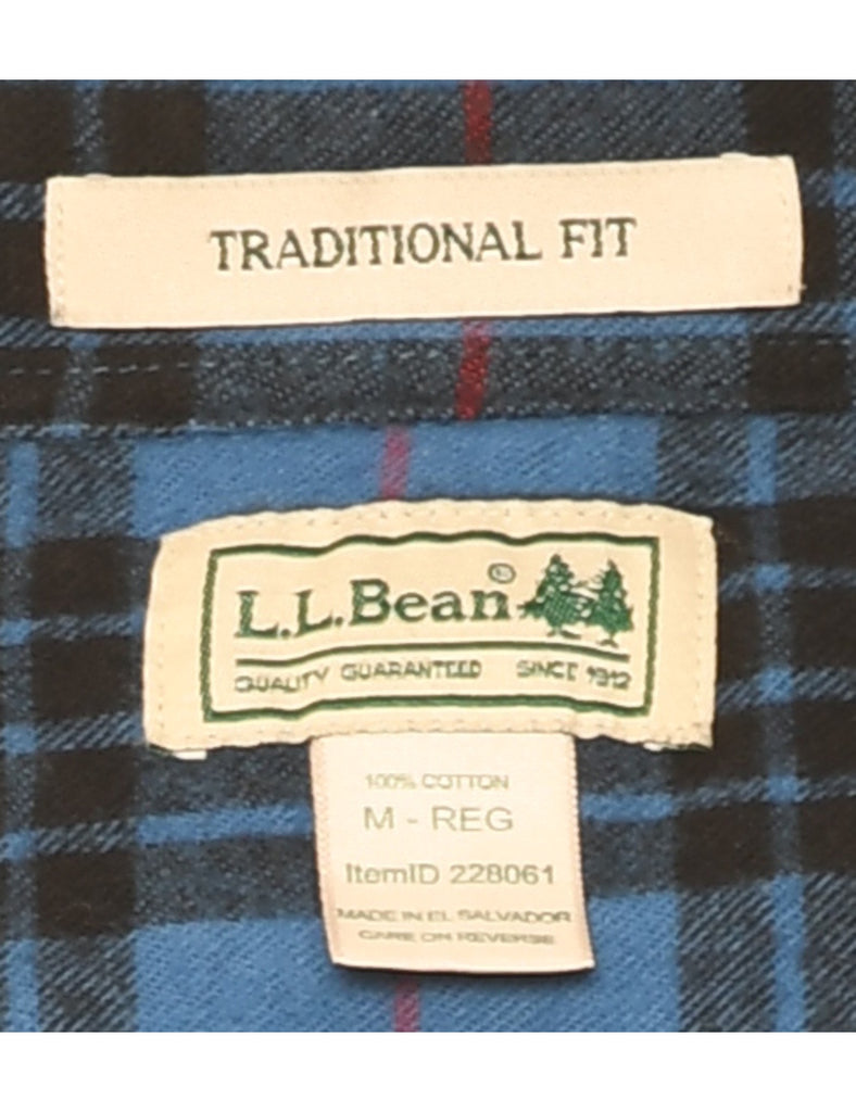 L.L. Bean Checked Blue & Red Flannel Shirt - M