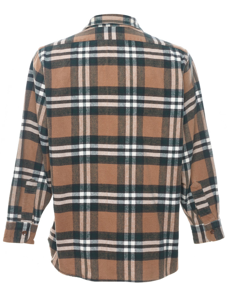 L.L. Bean Checked Brown & White Flannel Shirt - M