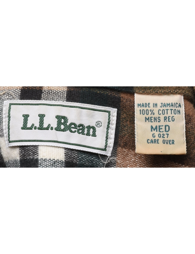 L.L. Bean Checked Brown & White Flannel Shirt - M