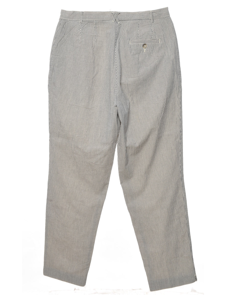 Men s L.L. Bean L.L. Bean Grey White Casual Striped Trousers Neutral S Beyond Retro