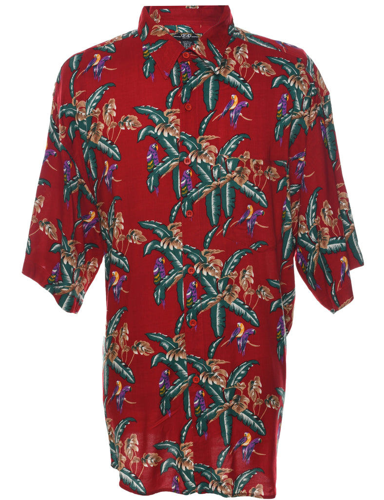 Leafy Print Hawaiian Shirt - XL