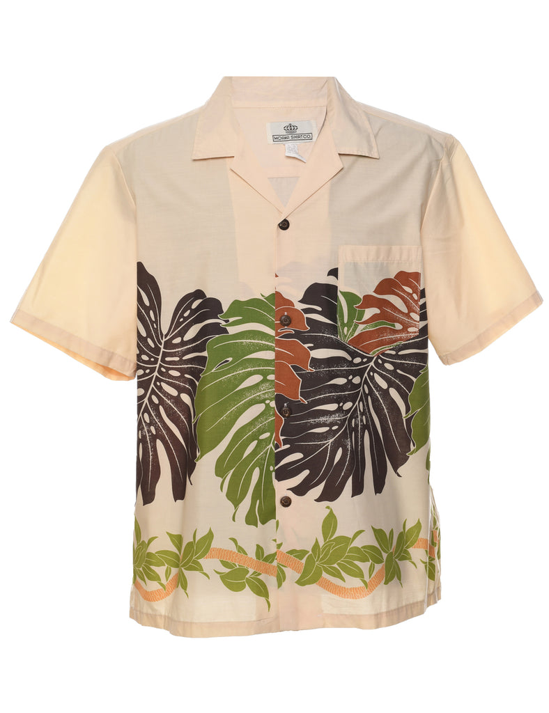 Leafy Print Hawaiian Shirt - L