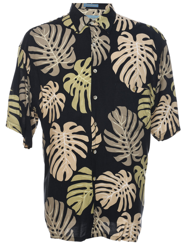 Leafy Print Hawaiian Shirt - L