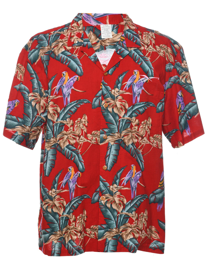 Leafy Print Hawaiian Shirt - XL
