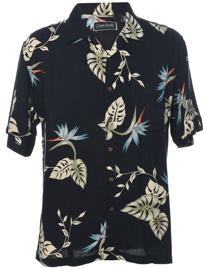 Leafy Print Hawaiian Shirt - L