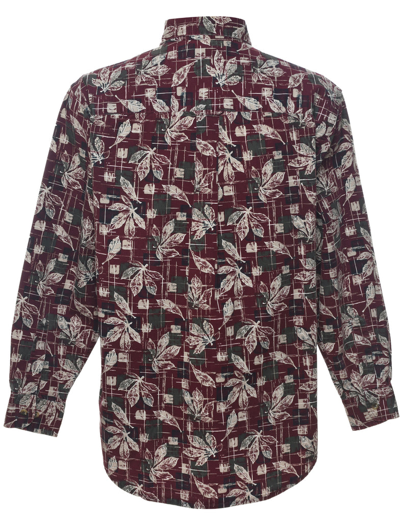 Leafy Print Hawaiian Shirt - M