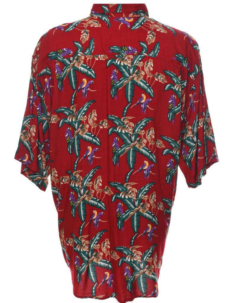 Leafy Print Hawaiian Shirt - XL