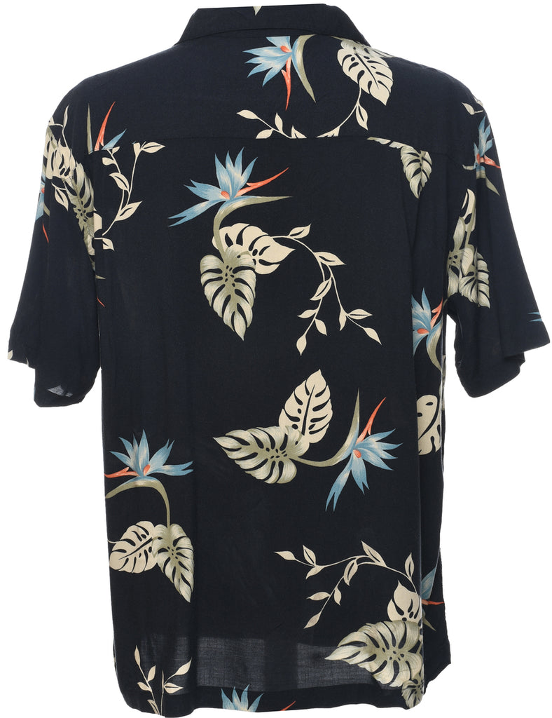 Leafy Print Hawaiian Shirt - L