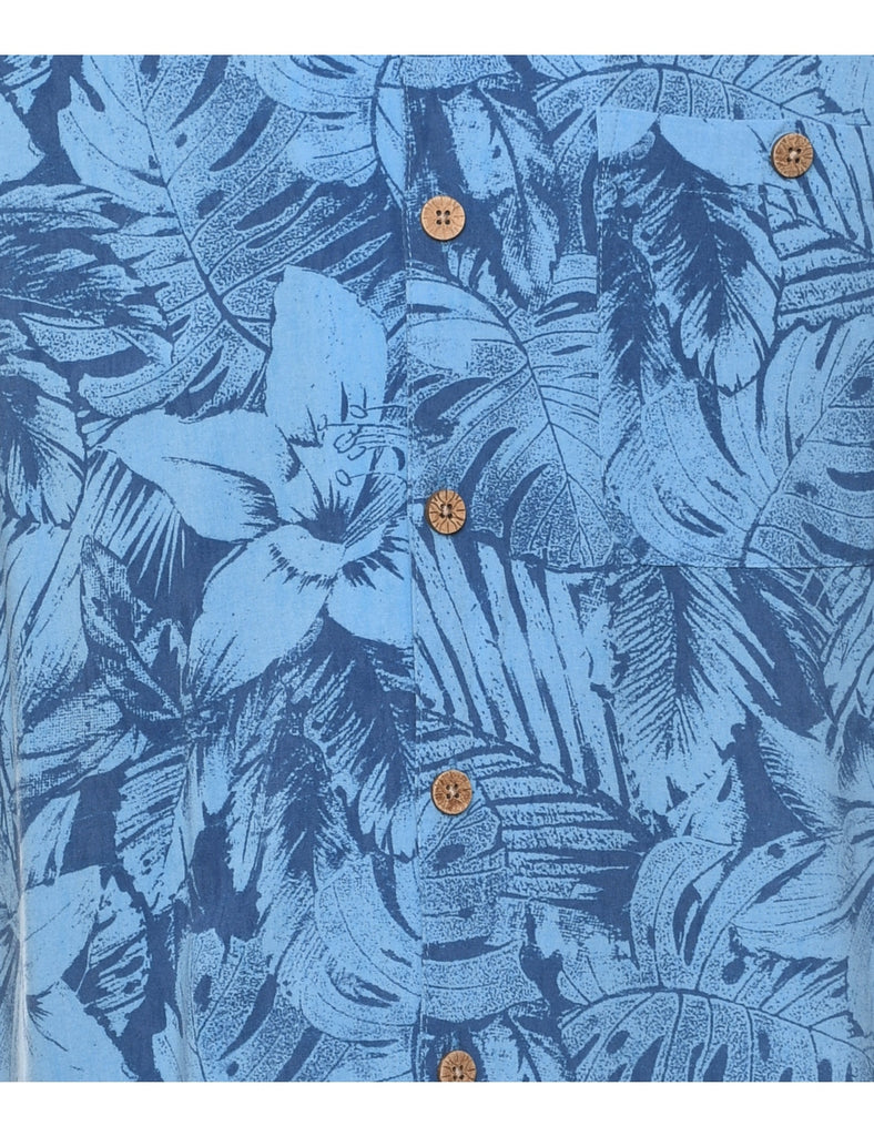 Leafy Print Hawaiian Shirt - M