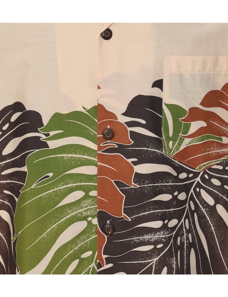 Leafy Print Hawaiian Shirt - L